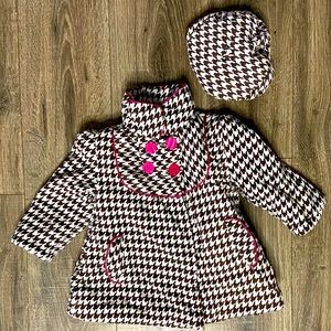 24 month Penelope Mack Pea Coat with Beret (brown/white/pink)